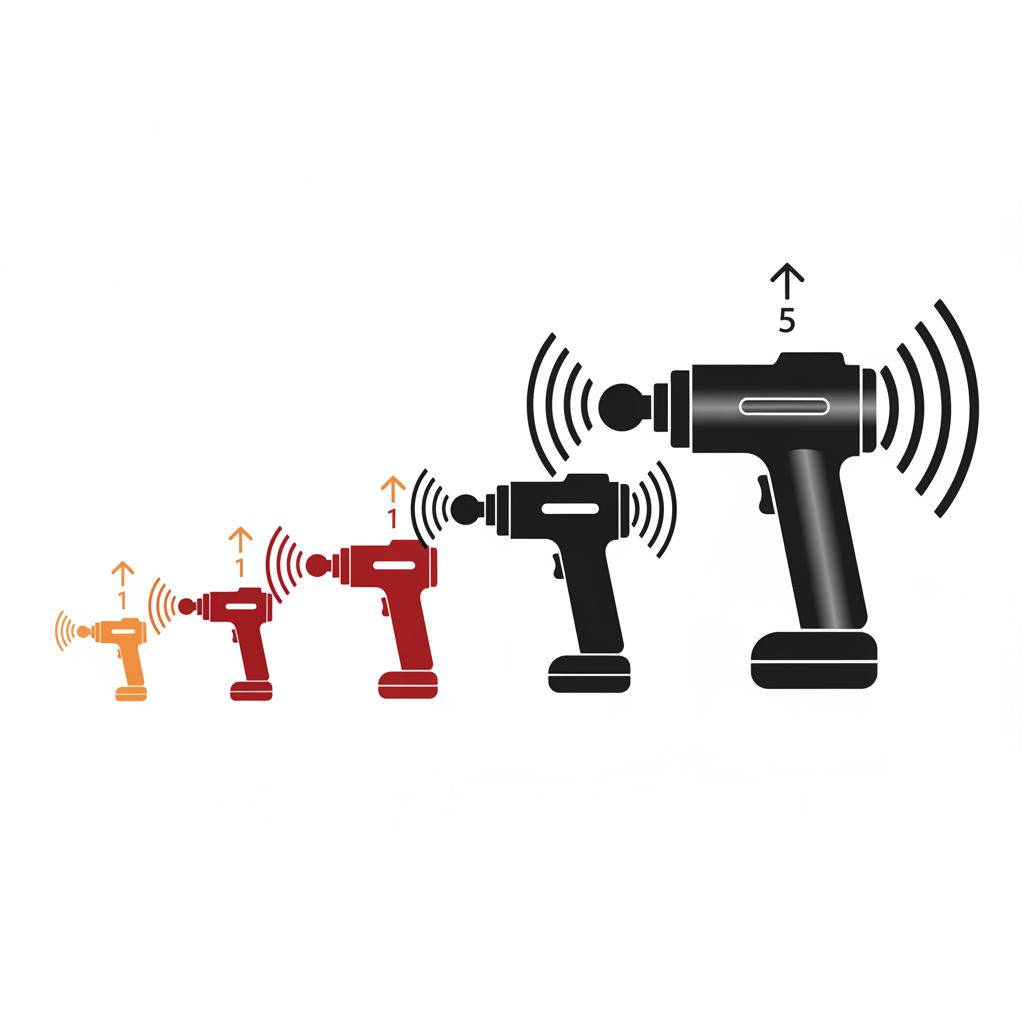 마사지건 추천 5종 — 23800RPM 4헤드 가성비·4헤드 6단 미드·17달러 입문·롱핸들 등 마사지·BOOSTER U1 프리미엄 가격대별 비교 인포그래픽