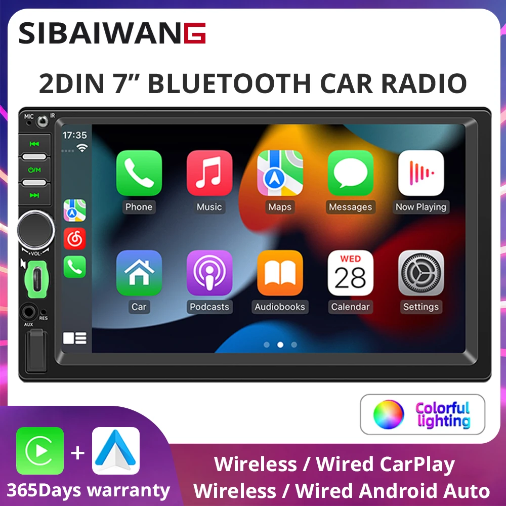 2DIN Carplay 7인치 Wireless — `무선` 카플레이 + 안드로이드 오토 Type-C MP5 플레이어 — AliExpress 어필리에이트 제품 사진 (평점 4.89)