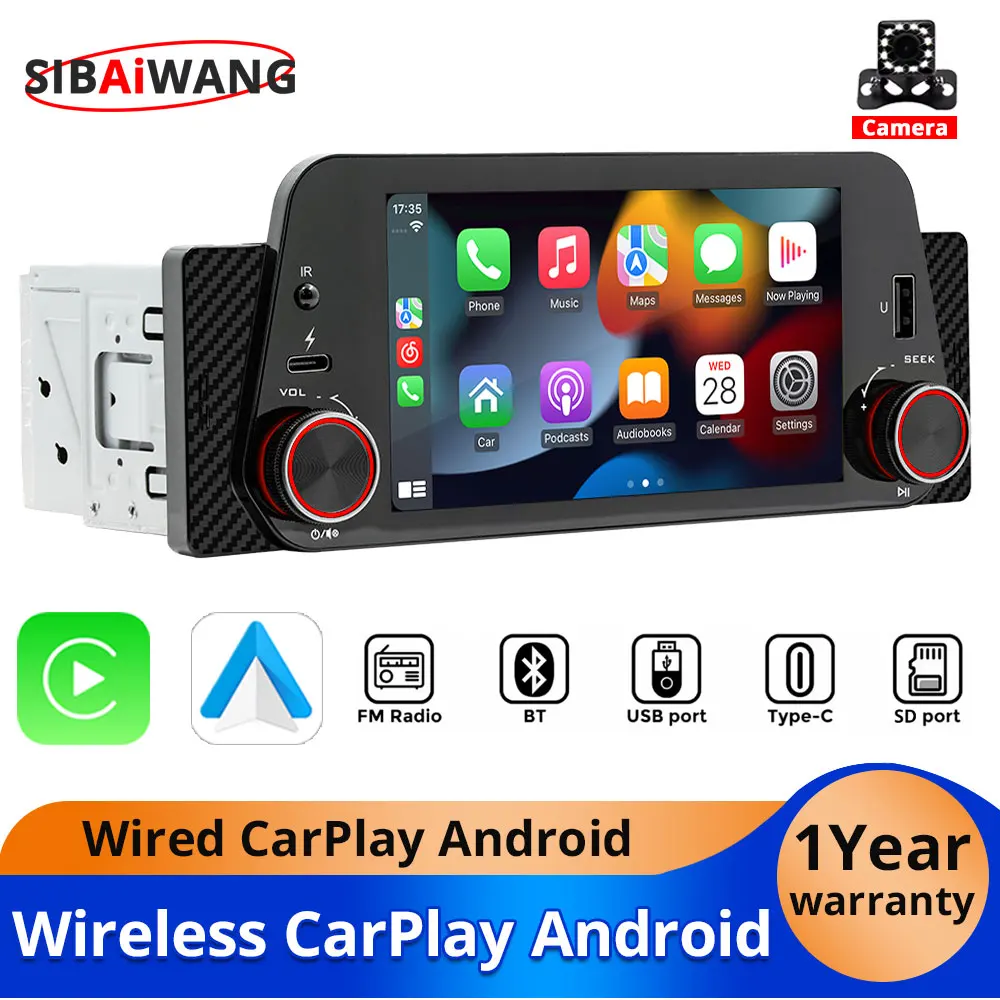 5인치 Wireless Carplay 1DIN — 컴팩트 안드로이드 오토 Type-C 미러링 — AliExpress 어필리에이트 제품 사진 (평점 4.43)
