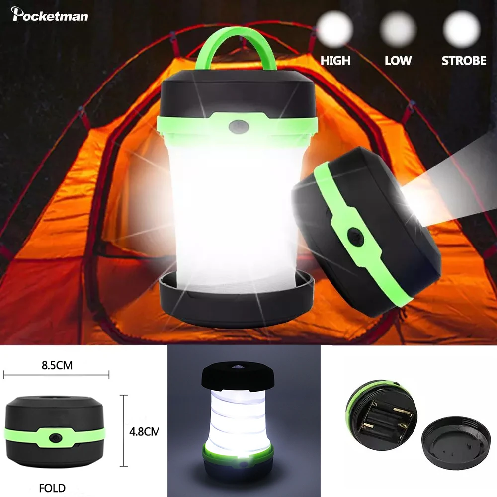 접이식 LED 캠핑 랜턴 — 휴대용 텐트 조명·야간/비상등·AA 배터리 사용 — AliExpress 어필리에이트 제품 사진 (평점 4.24)