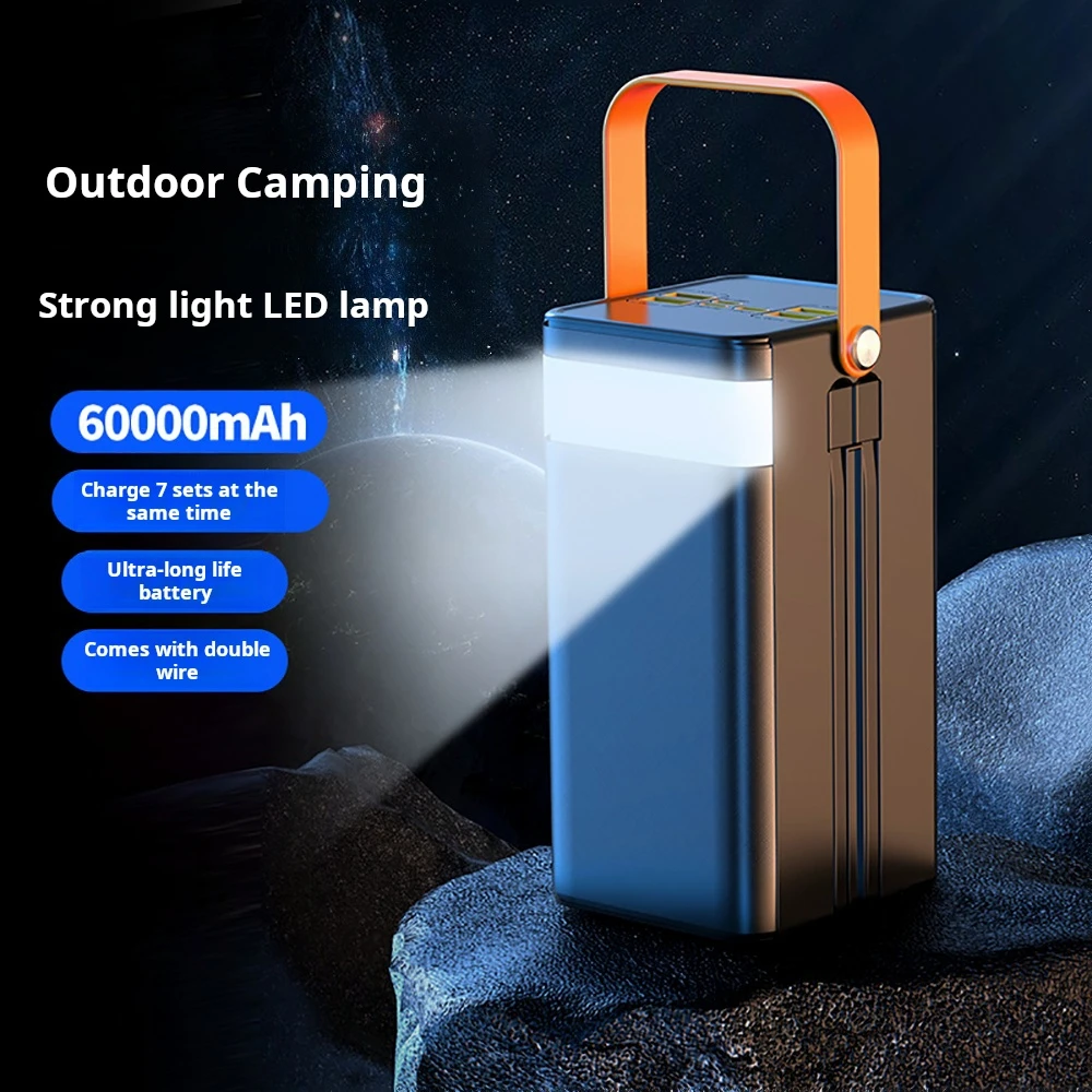 30000mAh/60000mAh 120W PD 보조배터리 — LED 캠핑 라이트 내장 (Type-C + USB-A 출력) — AliExpress 어필리에이트 제품 사진 (평점 5)
