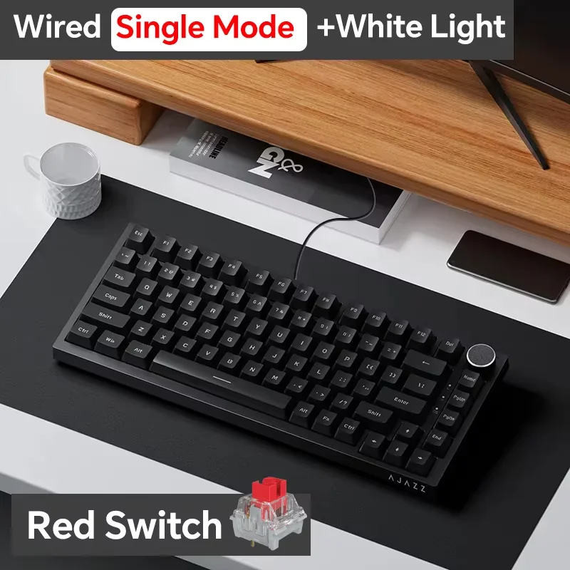 Ajazz AK820 Pro 기계식 키보드 (블루투스·2.4GHz·유선) — AliExpress 어필리에이트 제품 사진 (평점 4.7)