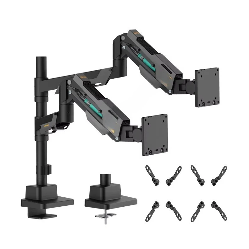 Premium Heavy Duty Rod Mount Dual Screen Gas Spring Adjustable Desktop Mount — AliExpress 어필리에이트 제품 사진 (평점 4.5)