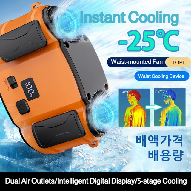 야외 듀얼 에어 벤트 허리/목 겸용 팬 — AliExpress 어필리에이트 제품 사진 (평점 4.3)