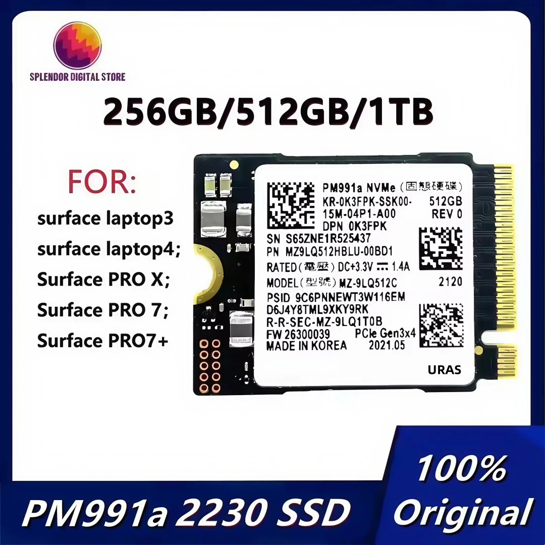 Original PM991a 1TB M.2 2230 SSD — `Samsung OEM 정품` Surface Pro 7+/Steam Deck PCIe 3.0 x4 NVMe — AliExpress 어필리에이트 제품 사진 (평점 4.26)