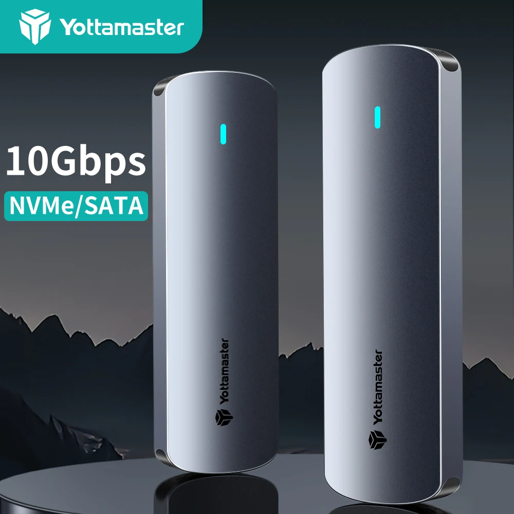 Yottamaster M2 SSD Enclosure Dual Protocol — `NVMe + SATA` 10Gbps PCIe AHCI 외장 SSD 케이스 — AliExpress 어필리에이트 제품 사진 (평점 4.73)