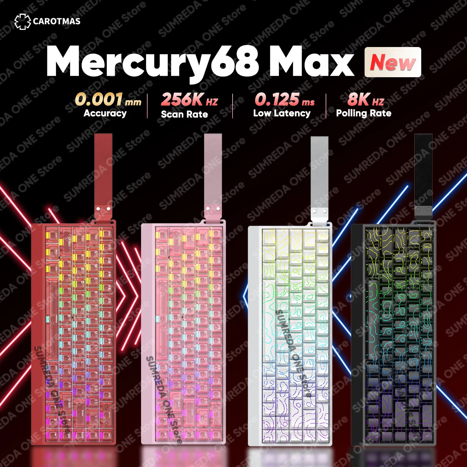 IROK Mercury68 Max — 자석축 · 0.001mm 작동점 · 8K · 유선 게이밍 · 68키 — AliExpress 어필리에이트 제품 사진 (평점 4.78)