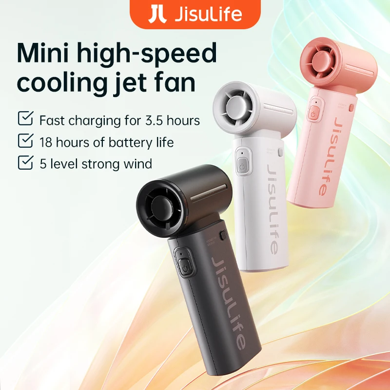 JISULIFE 터보 손선풍기 (5단 강풍 · 롱배터리 · USB-C) — 강풍 터보 — AliExpress 어필리에이트 제품 사진 (평점 4.69)