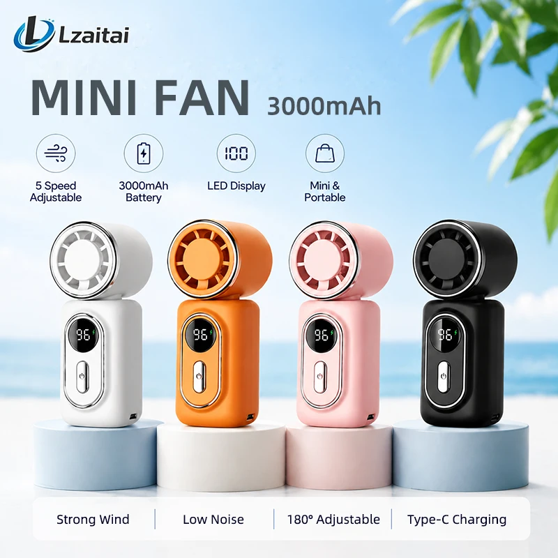 미니 터보 휴대용 손선풍기 (3000mAh · 5단 풍속 · 180° 접이) — 초저가 입문·최다 판매 — AliExpress 어필리에이트 제품 사진 (평점 4.77)