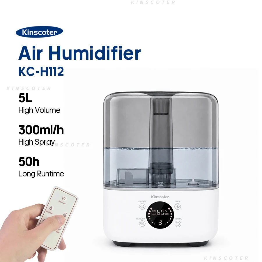 KINSCOTER 5L 대용량 가습기 — 수조 용량 1위 (급수 주기 최장) — AliExpress 어필리에이트 제품 사진 (평점 4.72)