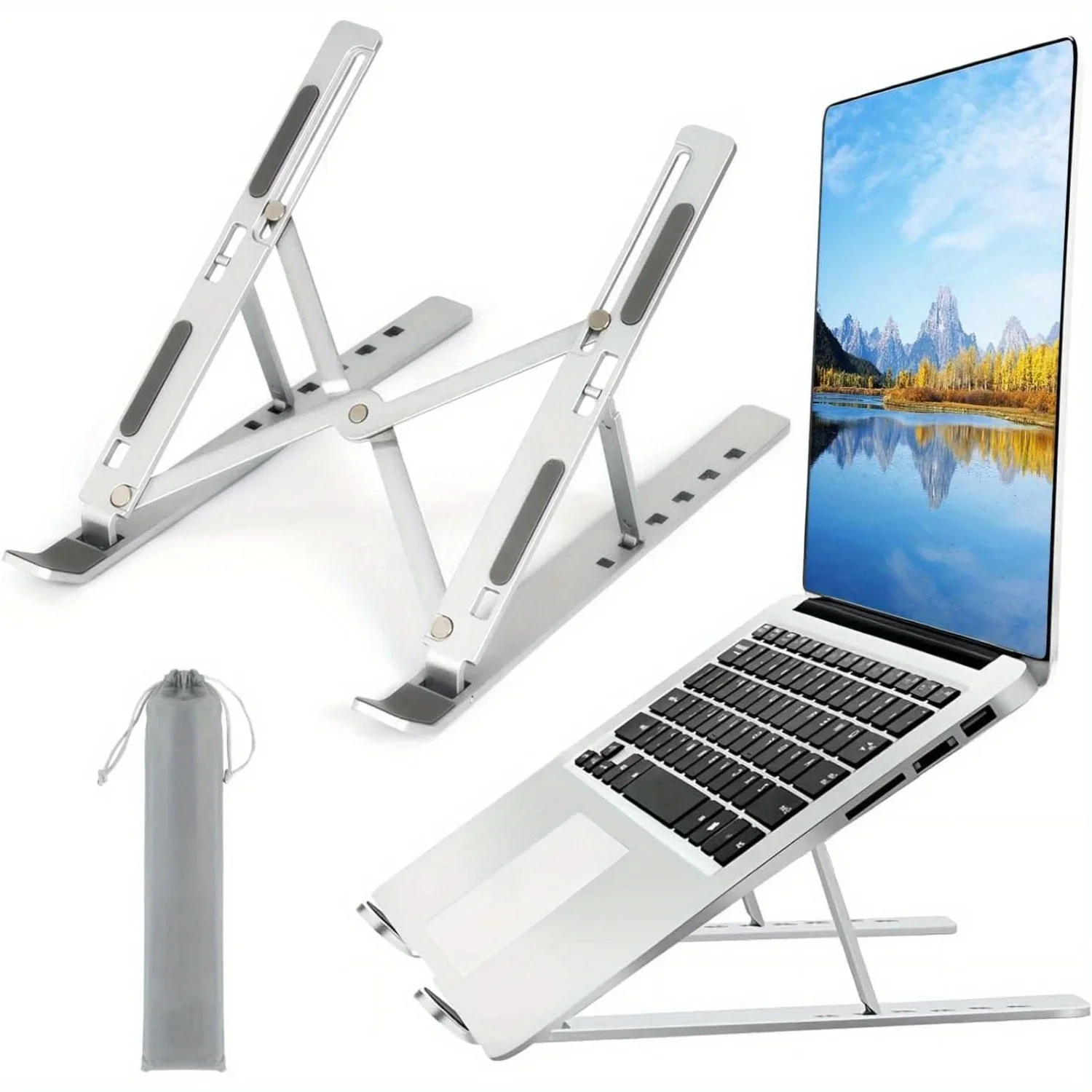 Aluminum 6-Level Adjustable Laptop Stand (8~16인치, 알루미늄 방열 구조) — AliExpress 어필리에이트 제품 사진 (평점 4.9)