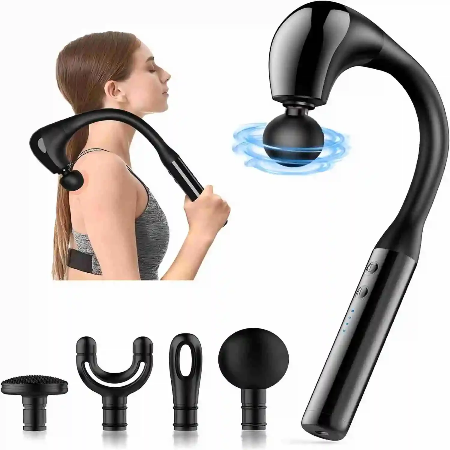 Massage Gun with Extension Handle 10MM Deep Tissue 4 Massage Heads — AliExpress 어필리에이트 제품 사진 (평점 4.5)