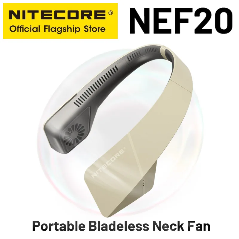 NITECORE NEF20 Hanging Neck Fan — `블레이드리스` 핸즈프리 넥밴드 미스트 쿨러 — AliExpress 어필리에이트 제품 사진 (평점 4.9)