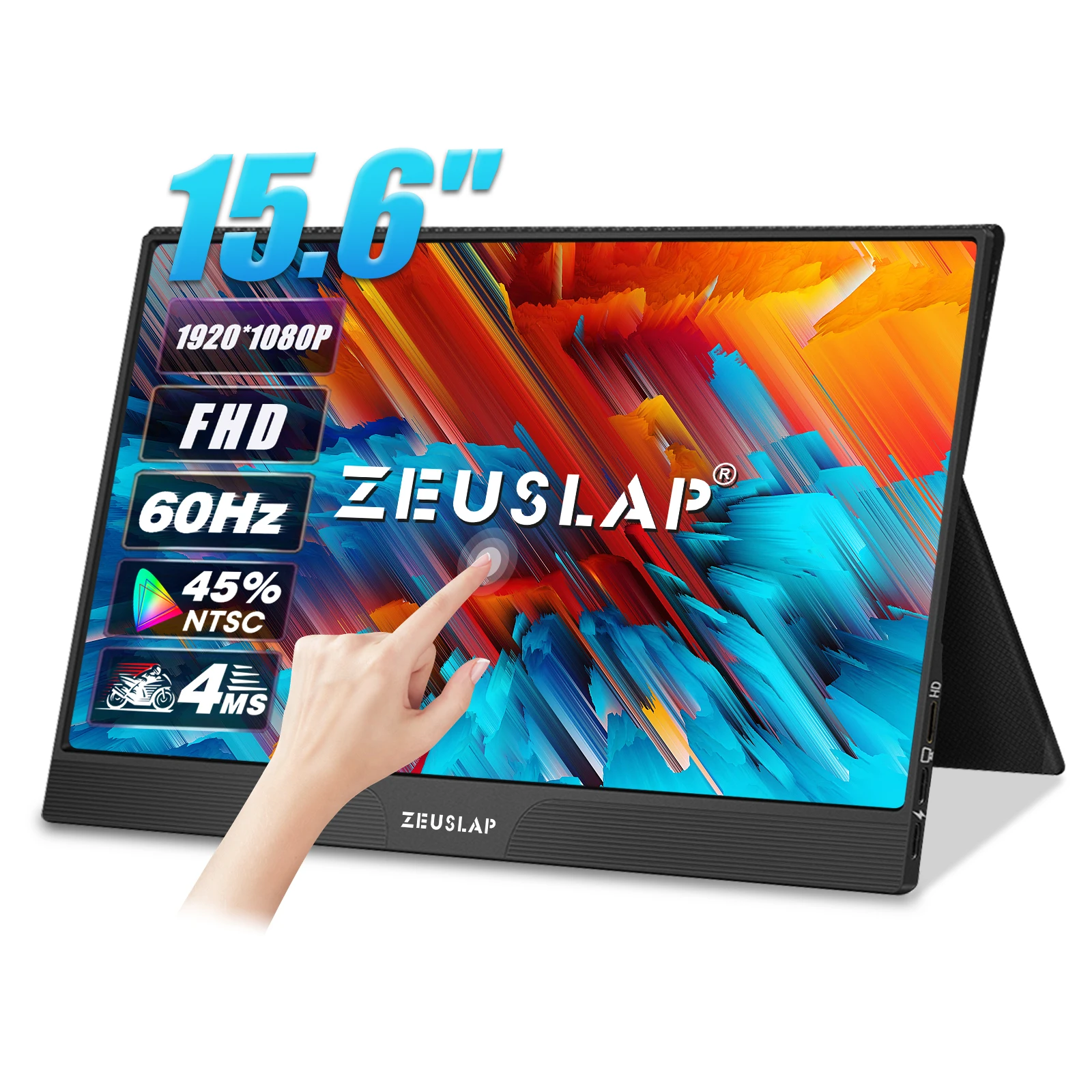 ZEUSLAP 15.6" FHD IPS 터치스크린 휴대용 모니터 — 터치 입력 · 노트북/폰 — AliExpress 어필리에이트 제품 사진 (평점 4.66)