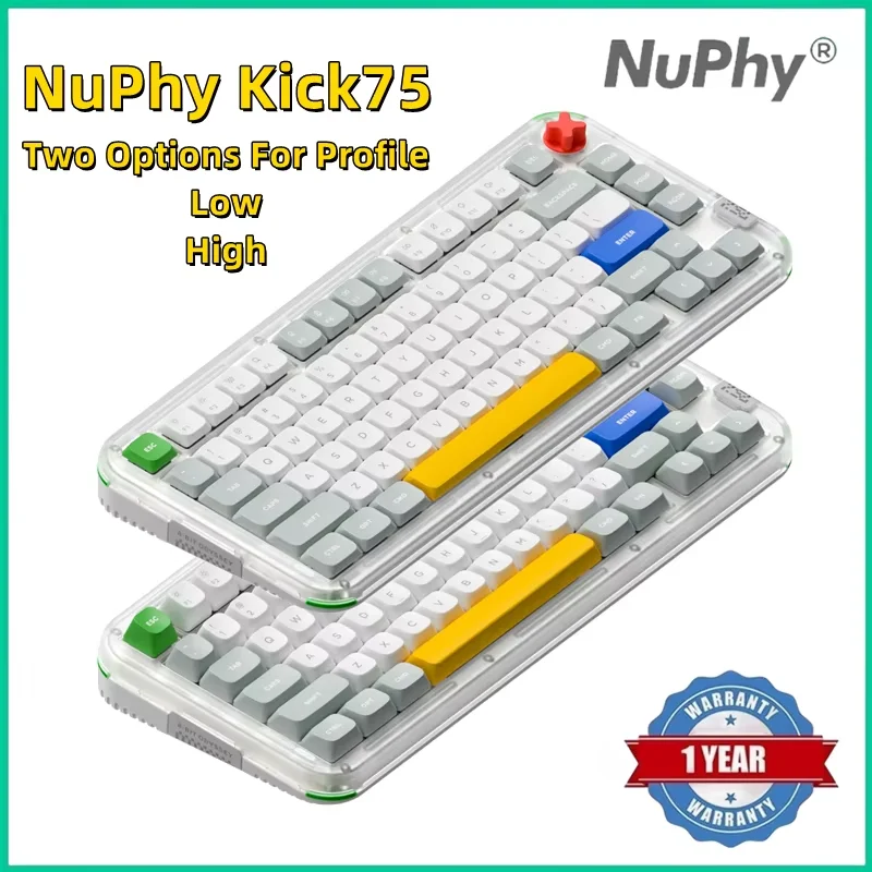 NuPhy Kick75 — 하이브리드 프로파일 커스텀 · 3모드 무선 · 가스켓 · 75% — AliExpress 어필리에이트 제품 사진 (평점 5)