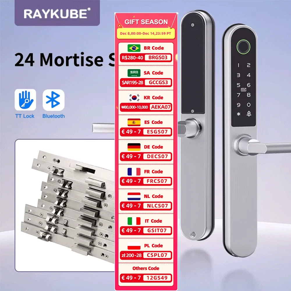 RAYKUBE TT Lock BLE IP65 Waterproof Smart Lock for Sliding Door DQ06 — 프리미엄 — AliExpress 어필리에이트 제품 사진 (평점 5)