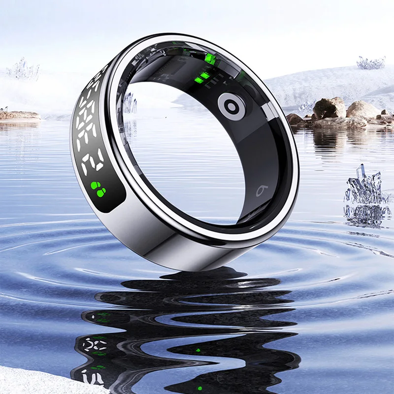 R11C 터치 디스플레이 스마트링 — 충전 박스 포함·1ATM 방수·BLE 5.2·심박·혈중산소 추적 — AliExpress 어필리에이트 제품 사진 (평점 4.75)