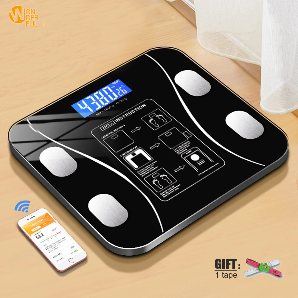 대용량 체성분 체중계 — 최대 180kg·블루투스 앱 체지방·BMI 측정 — AliExpress 어필리에이트 제품 사진 (평점 4.63)