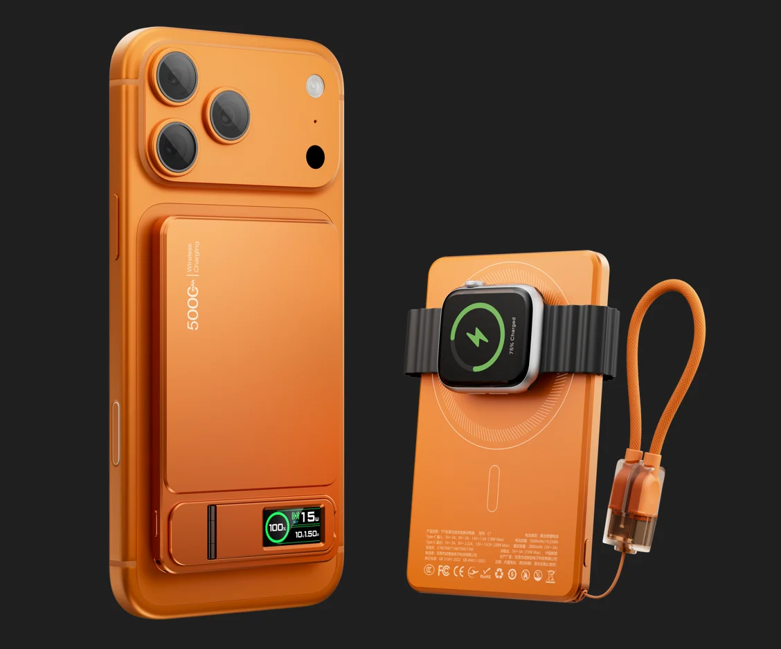 3 In 1 Magnetic Powerbank 15W Wireless Fast Charging With Intelligent TFT Screen 5000mAh — AliExpress 어필리에이트 제품 사진 (평점 4.85)