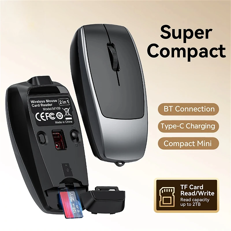 Card Reader Mini Mute — `약 65g` Bluetooth 5.0 + 2.4G 듀얼 휴대용 정음 마우스 — AliExpress 어필리에이트 제품 사진 (평점 4.84)