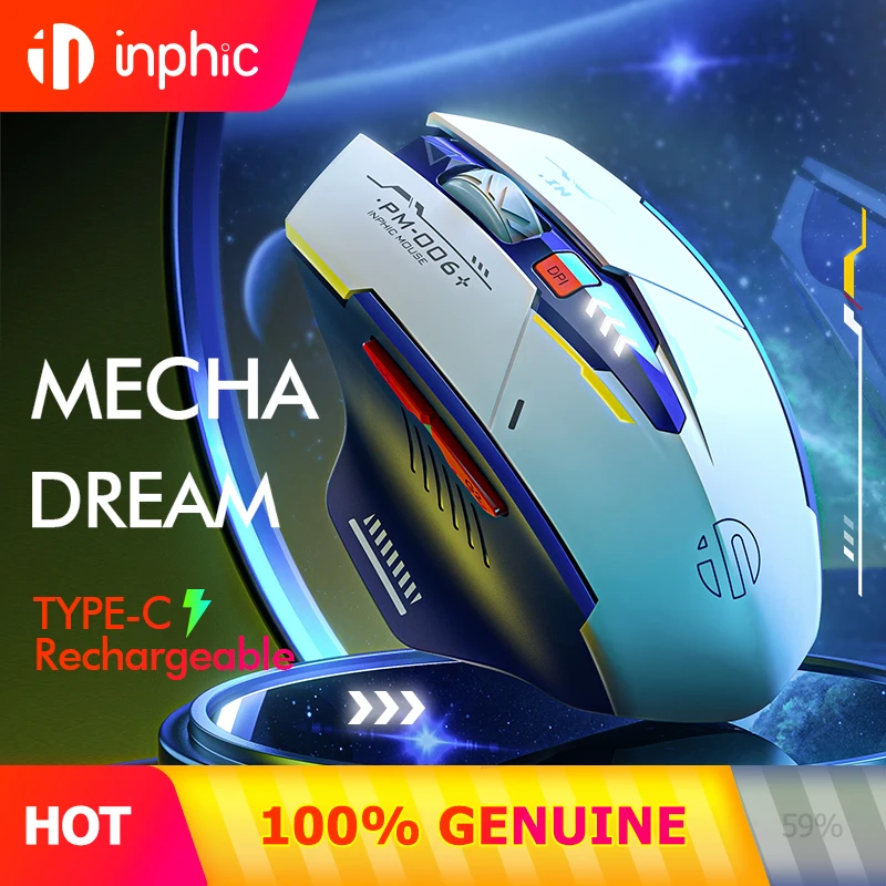 INPHIC PM6 Wireless Mouse — 700mAh 에르고노믹 정음 클릭 충전식 — AliExpress 어필리에이트 제품 사진 (평점 4.83)