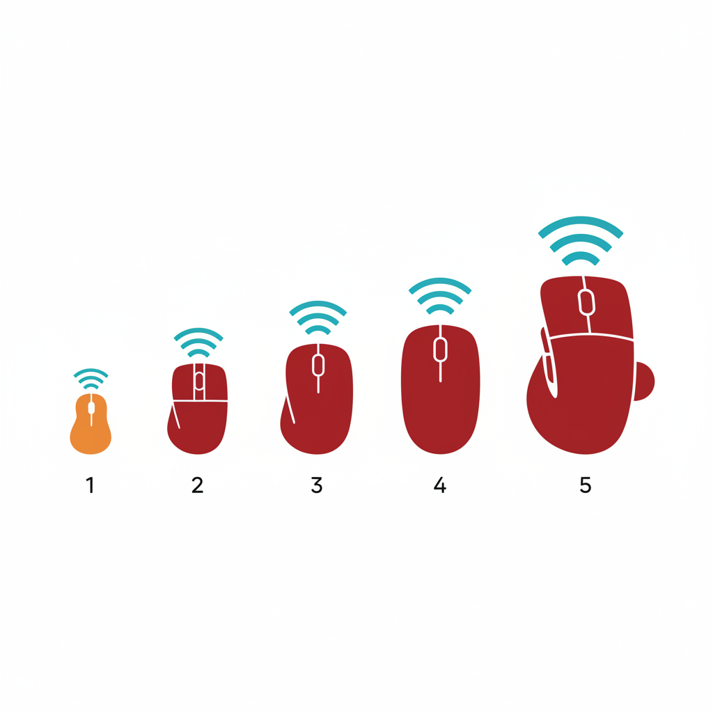 무선 마우스 사무용 추천 5종 — Card Reader 미니 휴대용·Rapoo M300G 정음·Inphic 700mAh 에르고노믹·Lefon F35 버티컬·Lefon F33 트랙볼 가격대별 비교 인포그래픽